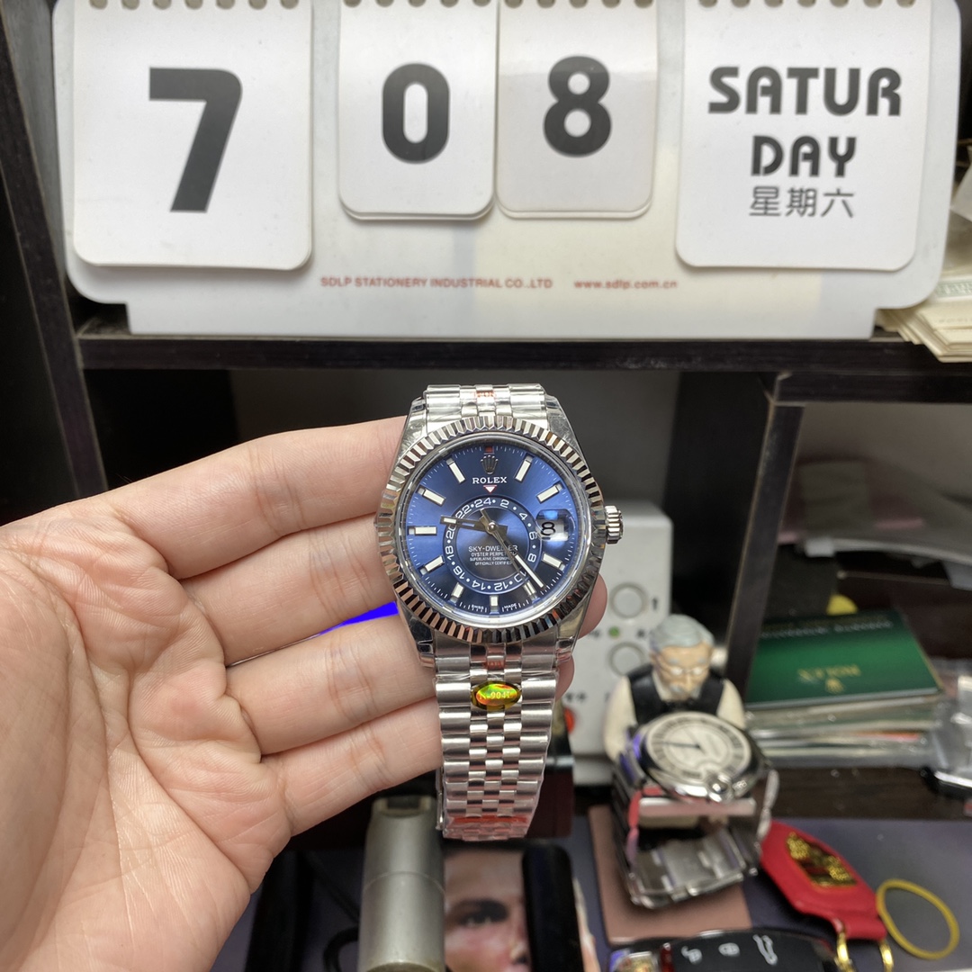 Rolex Explorer II Sky-Dweller series m326934-0004 ,Blue Dial Steel Bracelet ,Full Calendar Month Dual Time Zone Synchronized function, 42mm size.