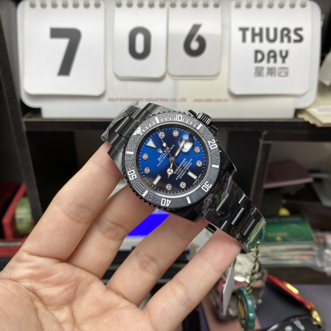Rolex Submariner series BLAKEN MODIFY All carbon fiber CASE with 3135 blue spring mechanical movement 40MM SIZE