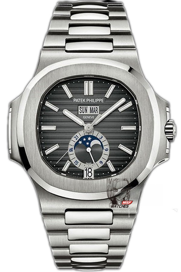 Patek Philippe Nautilus series 57261A-001, Grey Dial Steel Bracelet, Multi-Function Perpetual Calendar Watch, 40.5mm size.