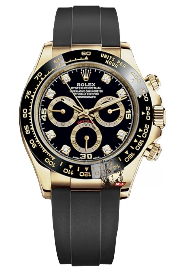 Rolex Cosmograph Daytona Series m116518ln-0078, gold case black dial ceramic bezel, 40mm size.