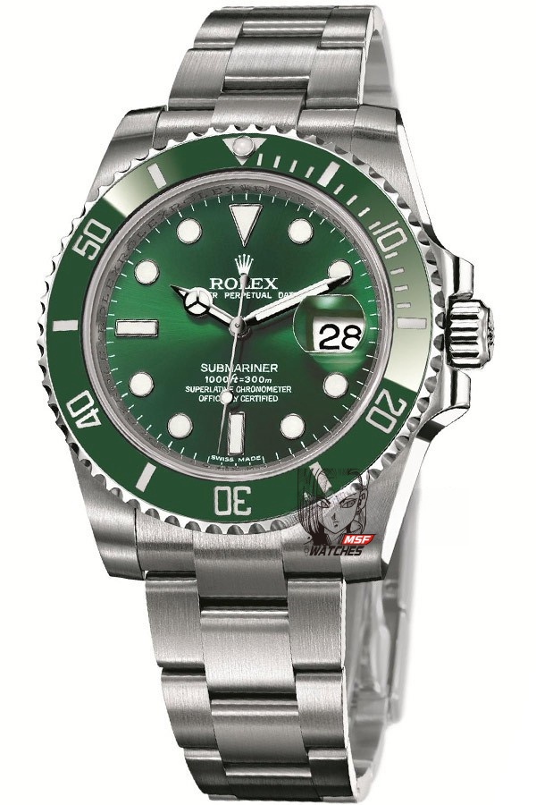 Rolex Submariner Series 116610LV-0002, Green Hulk, 40mm size.