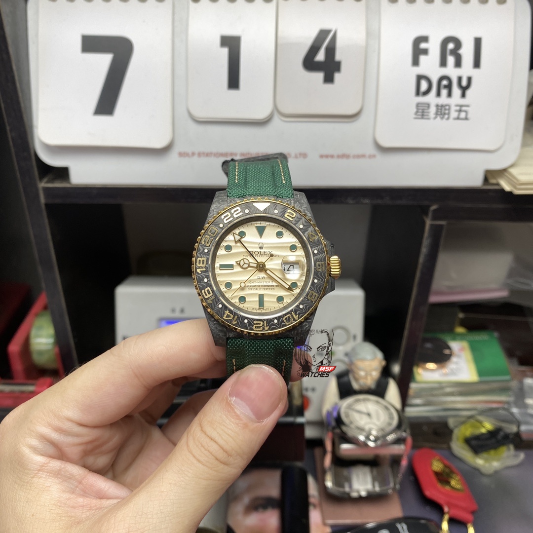Rolex GMT-MASTER Ⅱ DIW modify diw modify Desert Eagle carbon fiber shell 3186 movement rubber strap