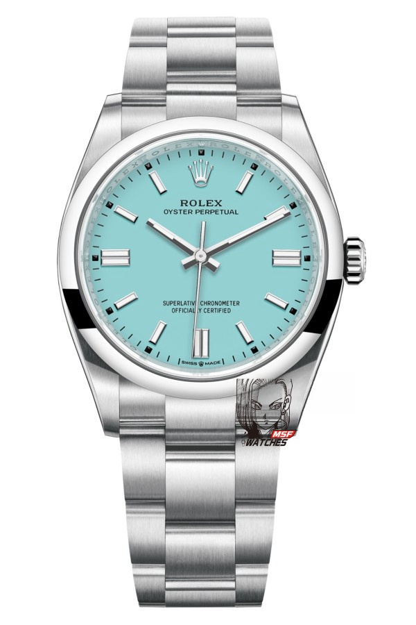 Rolex Oyster Perpetual Series m126000-0006, Tiffany Blue Dial, 36mm size.