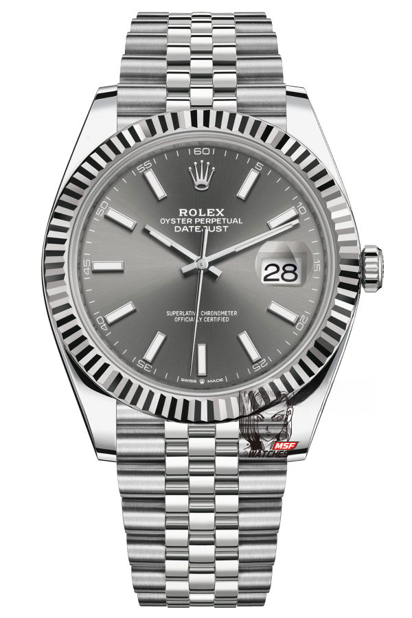 Rolex Datejust Series m126334-0014, Dark Grey Dial Fluted Bezel, 41mm Size.Jubilee strap