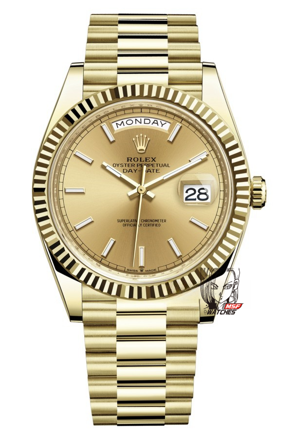 Rolex Day-Date Series m228238-0003, Full Gold Case Gold Dial Stick Hour Markers, 40mm Size.