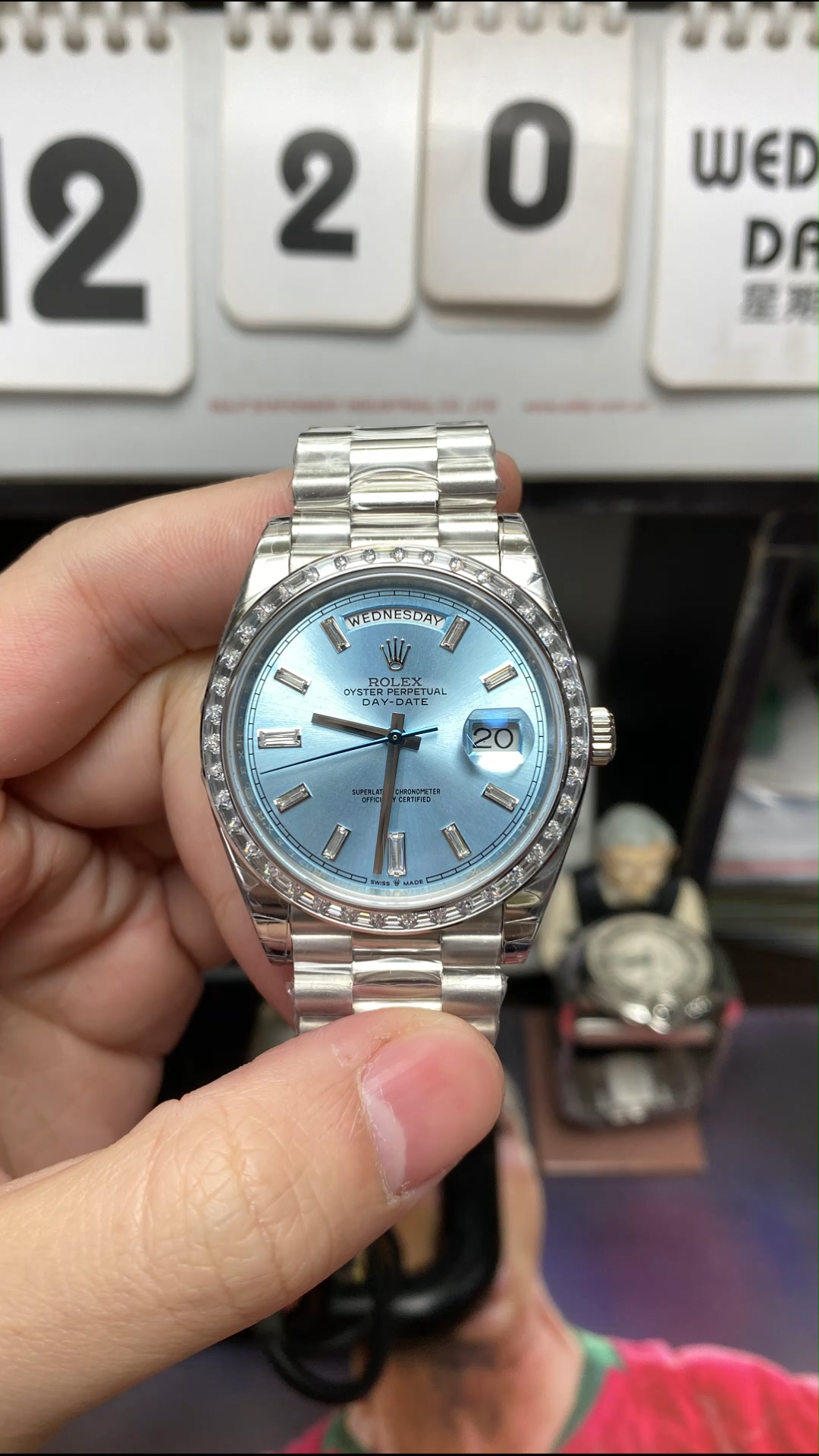 Rolex Day-Date series  Ice blue dial with diamond bezel M228396TBR-0039 40mm