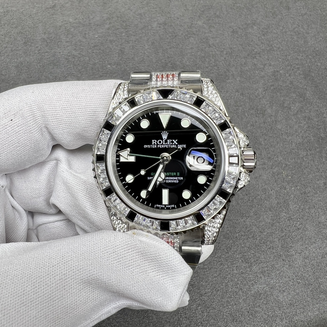 ROLEX GMT-MASTER BLACK DIAL FULL DIAMOND, 40MM