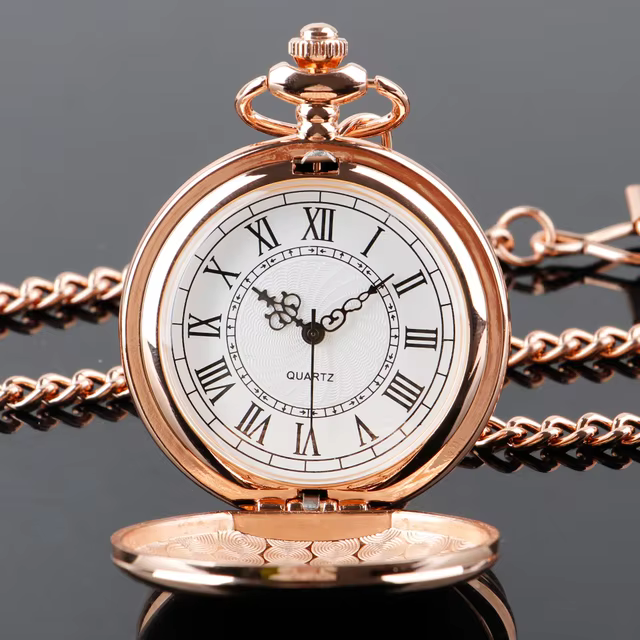 Fashion 37CM Fob Chain Smooth steel Quartz Pocket Watch Vintage Roman Nmber Dial Pendant Fob Watch Gifts Clock reloj de bolsillo