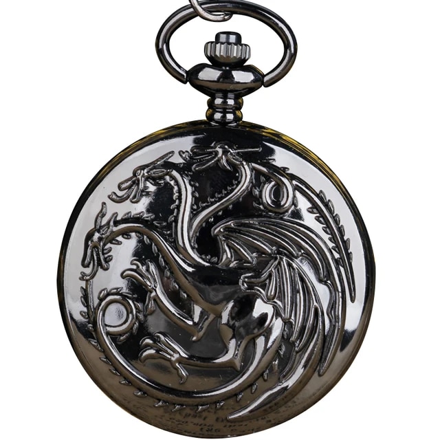Vintage Bronze Chinese Style Dragon Design Quartz Pocket Watch With Necklace Chain Best Gift CF1039