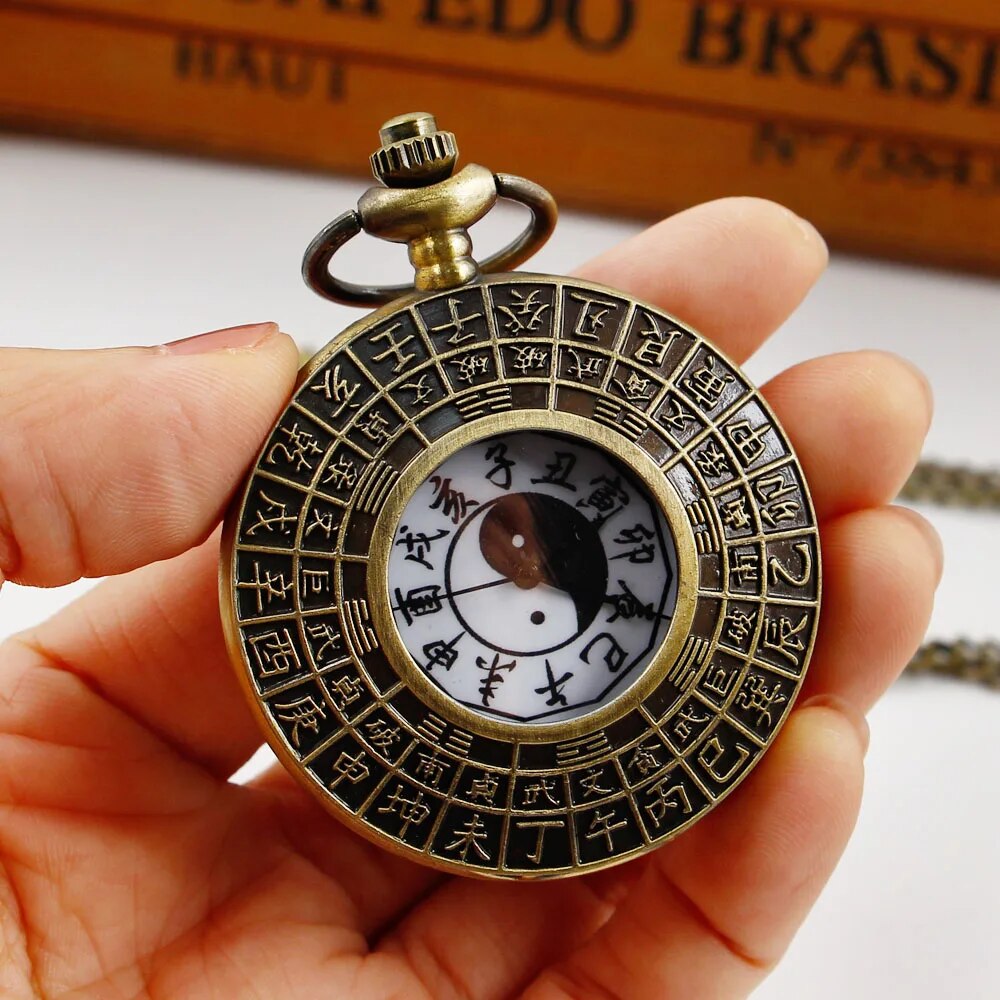 New Quartz Pocket Watch Chinese Style Special Design Gold Female Male Pendant Necklace Gift for Woman Men Watch