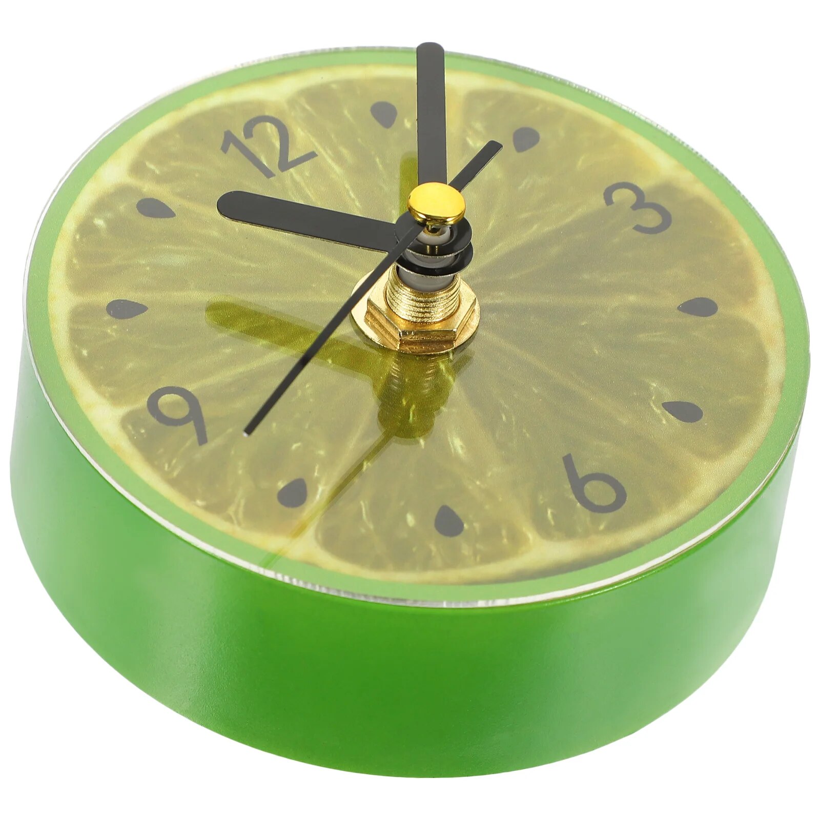 Fridge Magnetic Clock Round Cartoon Fruit Lemon Pattern Clock Pendant Refrigerator Whiteboard Magnet Locker for Home Office