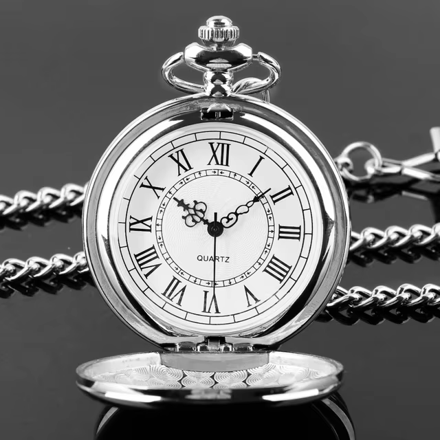 Fashion 37CM Fob Chain Smooth steel Quartz Pocket Watch Vintage Roman Nmber Dial Pendant Fob Watch Gifts Clock reloj de bolsillo