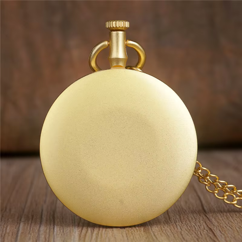 simple uncovered quartz pocket watch fashion gold necklace clock white dial Roman numeral pocket watch