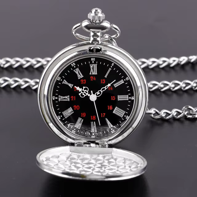 Fashion 37CM Fob Chain Smooth steel Quartz Pocket Watch Vintage Roman Nmber Dial Pendant Fob Watch Gifts Clock reloj de bolsillo